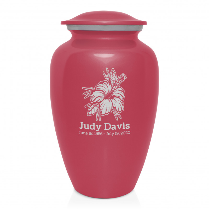 Hibiscus Flower Cremation Urn - Rose Pink