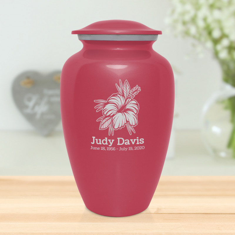 Hibiscus Flower Cremation Urn - Rose Pink