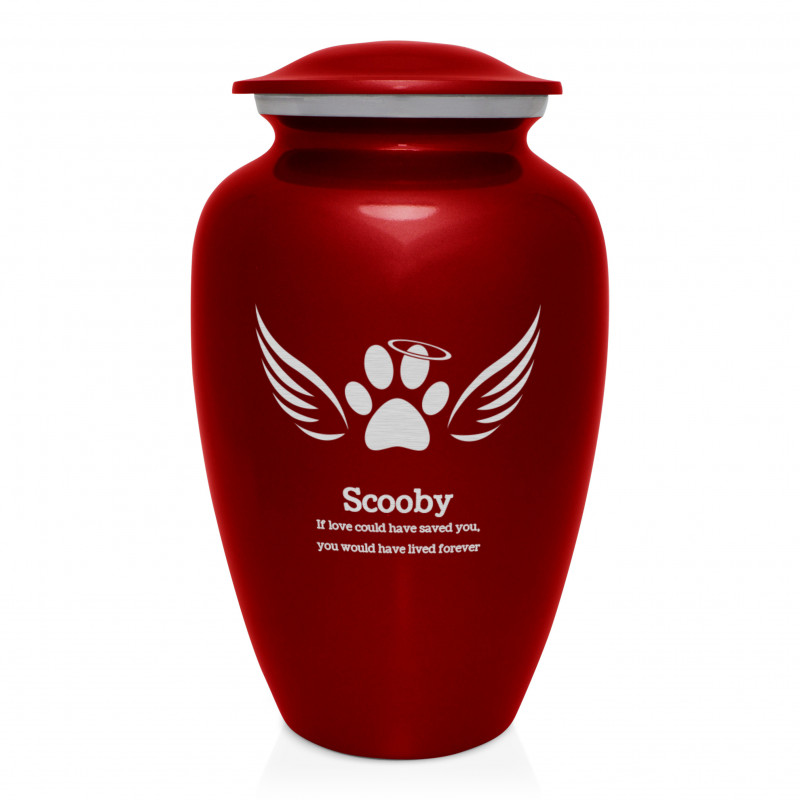 Extra Large Angel Wings Pet Cremation Urn - Ruby Red