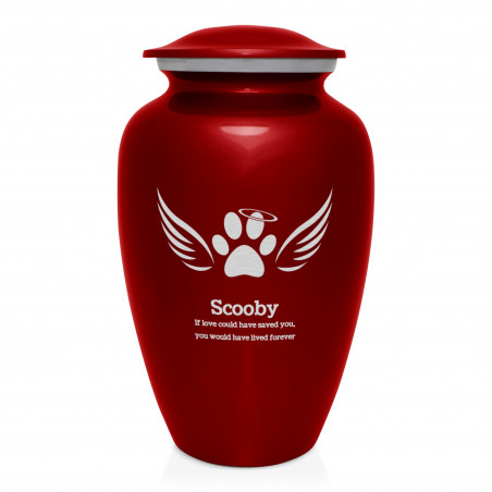 Extra Large Angel Wings Pet Cremation Urn - Ruby Red
