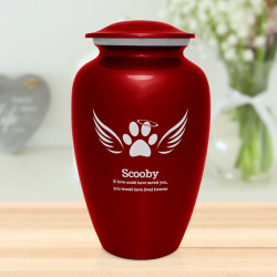 Extra Large Angel Wings Pet Cremation Urn - Ruby Red