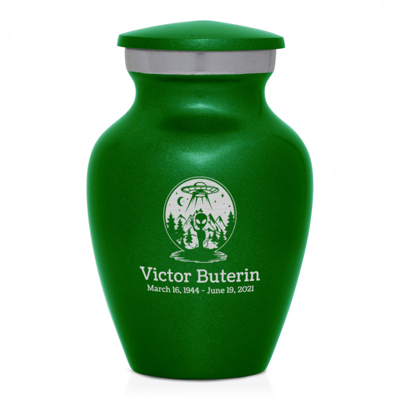 Alien UFO Keepsake Urn - Shamrock Green