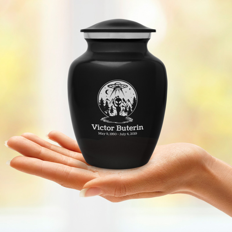 Alien UFO Sharing Urn - Jet Black