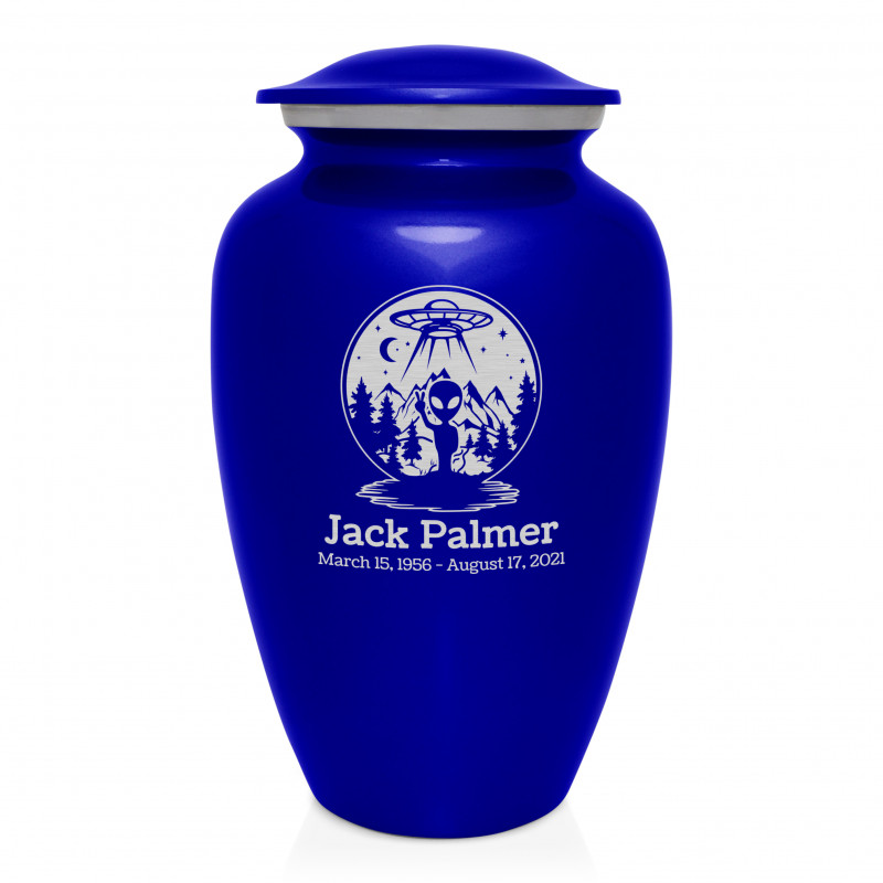 Alien UFO Cremation Urn - Midnight Blue