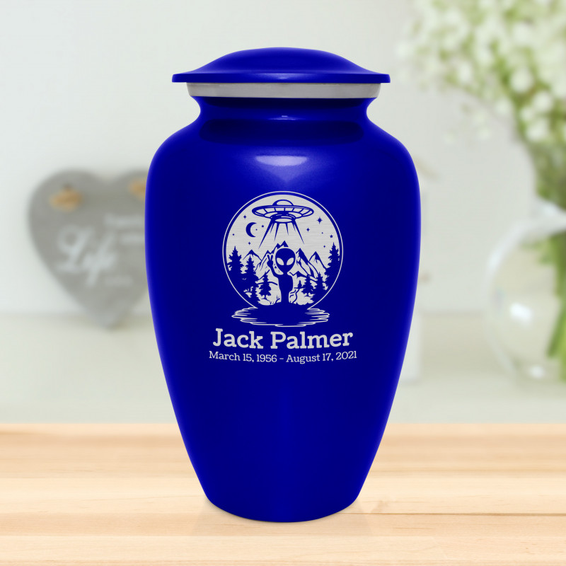 Alien UFO Cremation Urn - Midnight Blue
