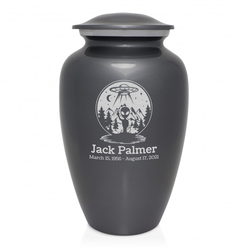 Alien UFO Cremation Urn - Gunmetal Gray