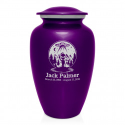 Alien UFO Cremation Urn - Purple Luster