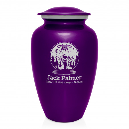 Alien UFO Cremation Urn - Purple Luster