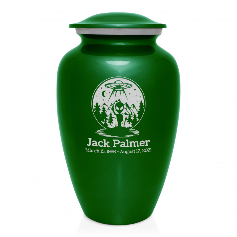 Alien UFO Cremation Urn - Shamrock Green