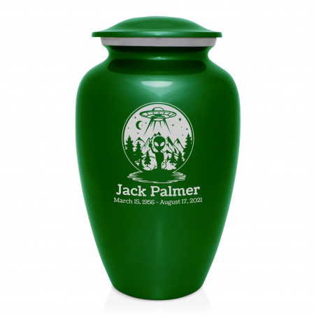 Alien UFO Cremation Urn - Shamrock Green