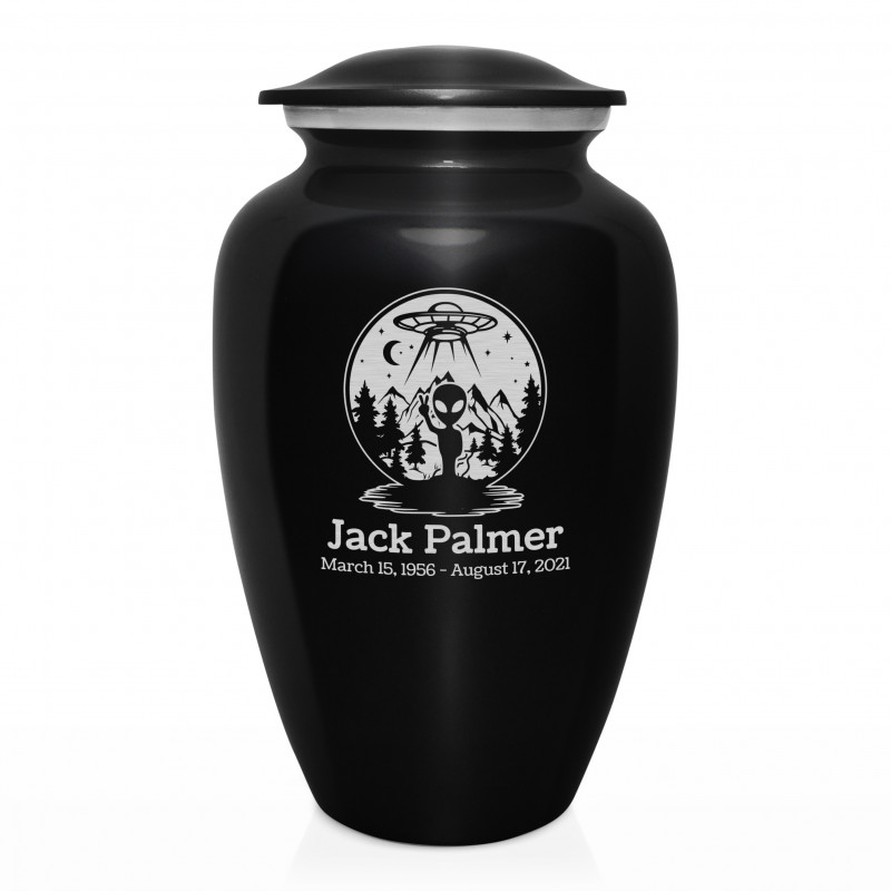 Alien UFO Cremation Urn - Jet Black