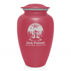 Alien UFO Cremation Urn - Rose Pink