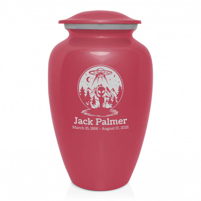 Alien UFO Cremation Urn - Rose Pink