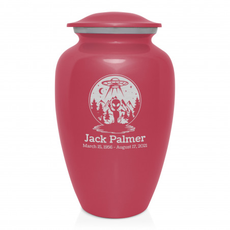 Alien UFO Cremation Urn - Rose Pink
