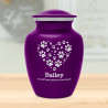 Small Pawprint Heart Pet Cremation Urn - Purple Luster