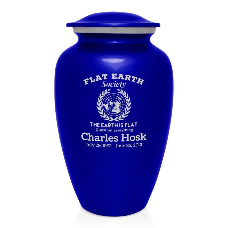 Flat Earth Society Cremation Urn - Midnight Blue