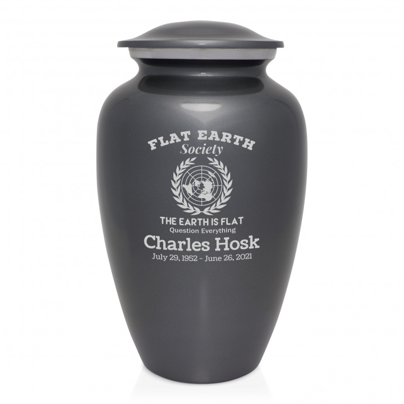 Flat Earth Society Cremation Urn - Gunmetal Gray