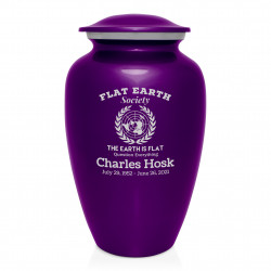 Flat Earth Society Cremation Urn - Purple Luster