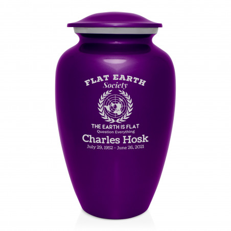 Flat Earth Society Cremation Urn - Purple Luster