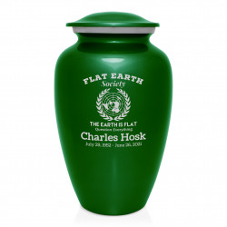 Flat Earth Society Cremation Urn - Shamrock Green