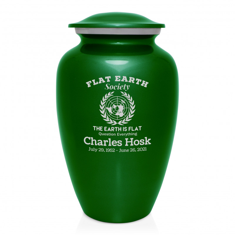 Flat Earth Society Cremation Urn - Shamrock Green