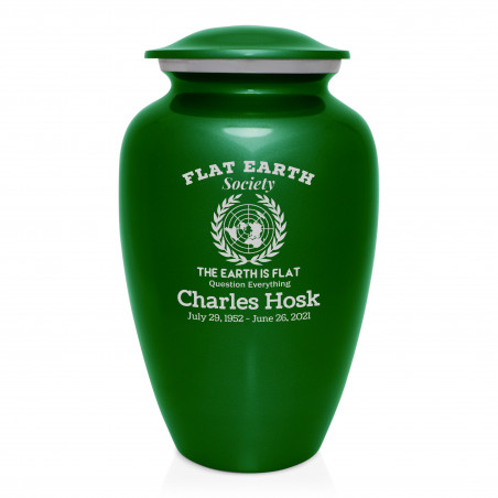 Flat Earth Society Cremation Urn - Shamrock Green