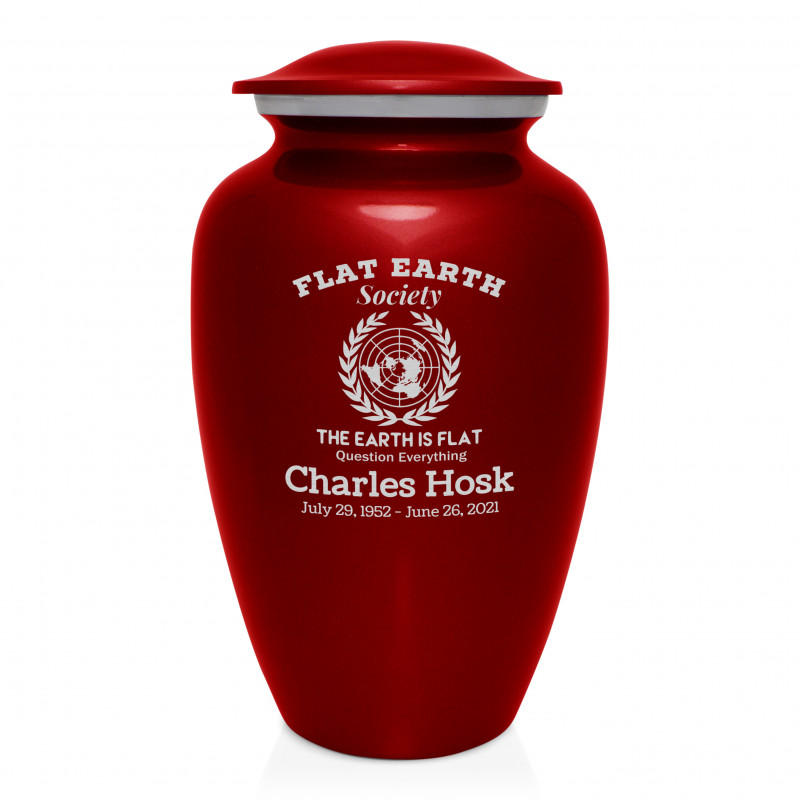 Flat Earth Society Cremation Urn - Ruby Red