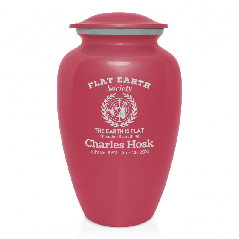 Flat Earth Society Cremation Urn - Rose Pink