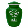 Small Pawprint Heart Pet Cremation Urn - Shamrock Green