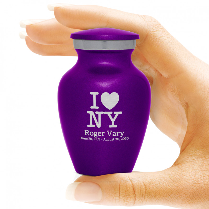 I Love NY (New York) Keepsake Urn - Purple Luster