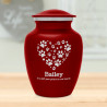 Small Pawprint Heart Pet Cremation Urn - Ruby Red