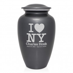 I Love NY (New York) Cremation Urn - Gunmetal Gray
