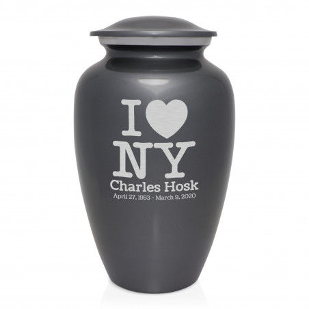 I Love NY (New York) Cremation Urn - Gunmetal Gray