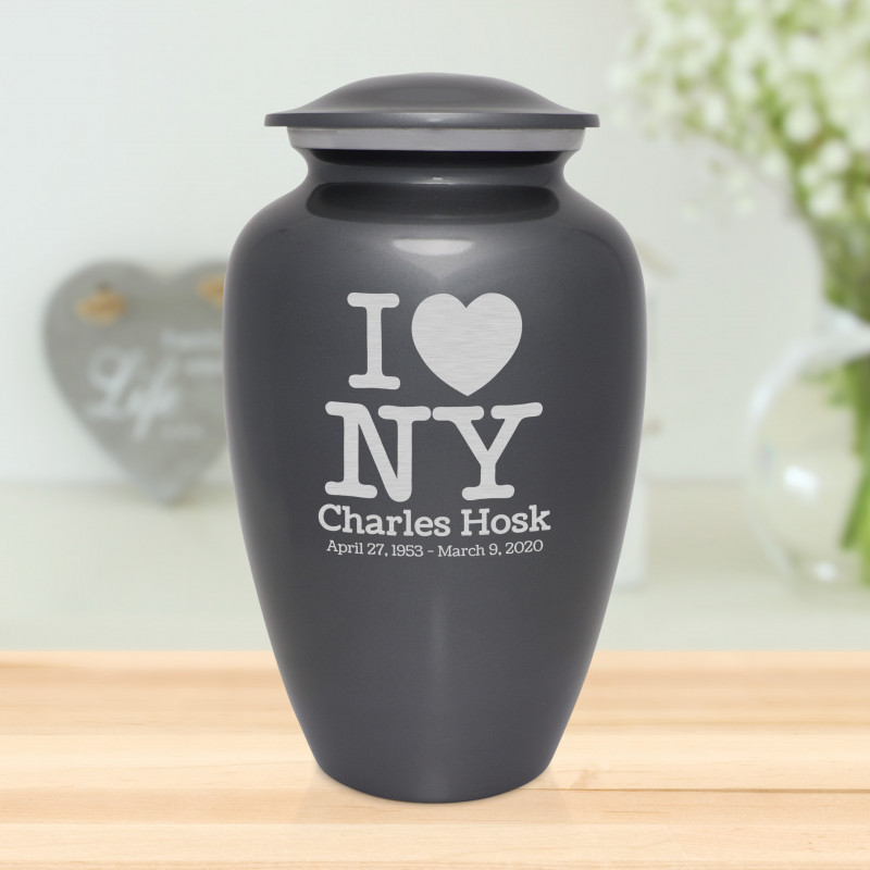 I Love NY (New York) Cremation Urn - Gunmetal Gray