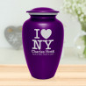 I Love NY (New York) Cremation Urn - Purple Luster