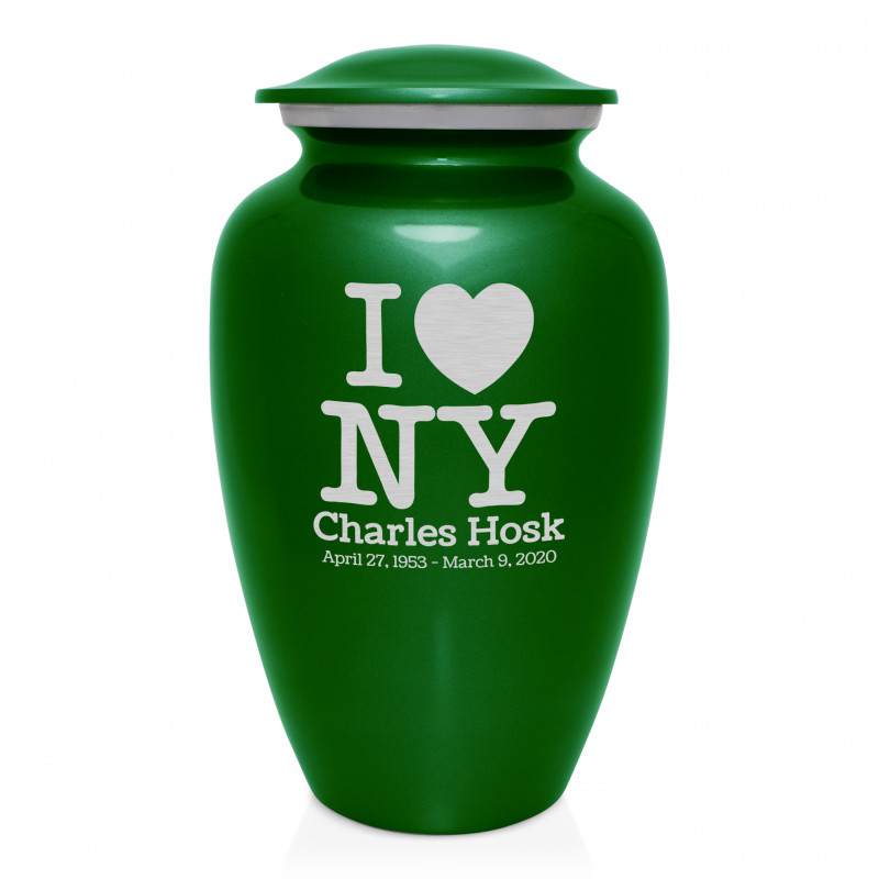 I Love NY (New York) Cremation Urn - Shamrock Green