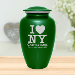 I Love NY (New York) Cremation Urn - Shamrock Green