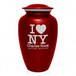 I Love NY (New York) Cremation Urn - Ruby Red