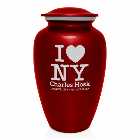 I Love NY (New York) Cremation Urn - Ruby Red