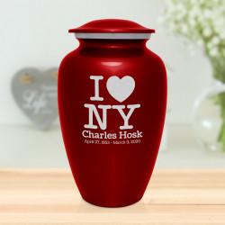 I Love NY (New York) Cremation Urn - Ruby Red