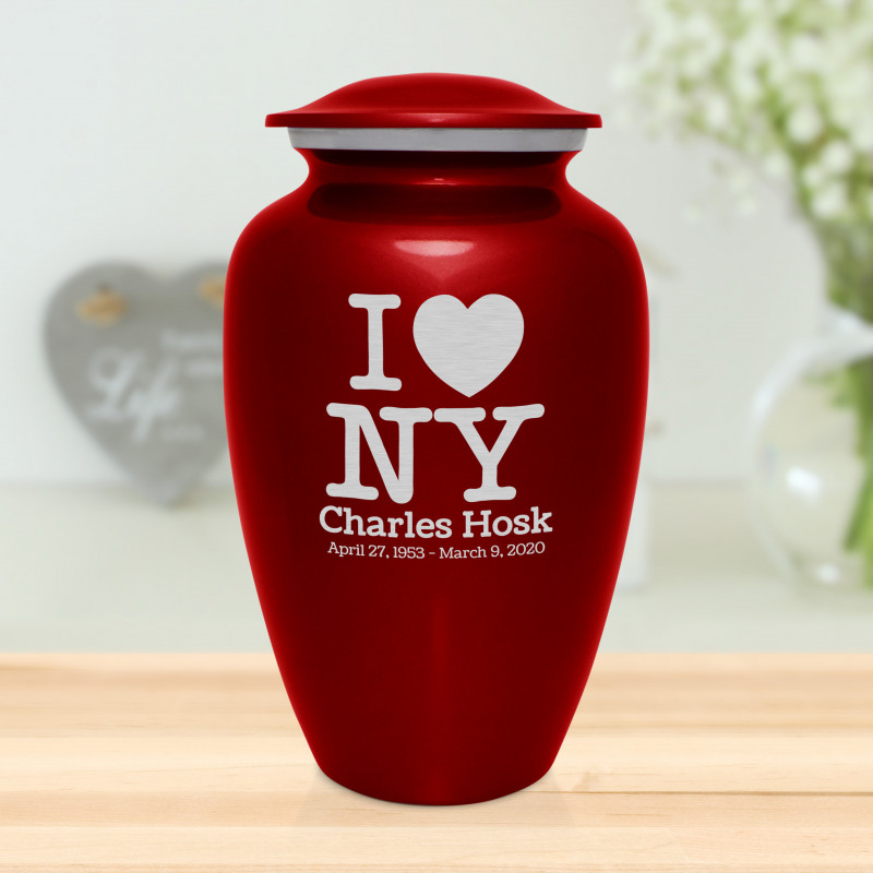 I Love NY (New York) Cremation Urn - Ruby Red