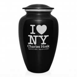 I Love NY (New York) Cremation Urn - Jet Black