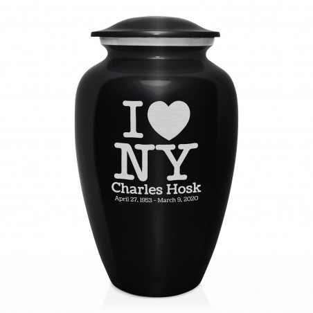 I Love NY (New York) Cremation Urn - Jet Black