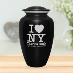 I Love NY (New York) Cremation Urn - Jet Black