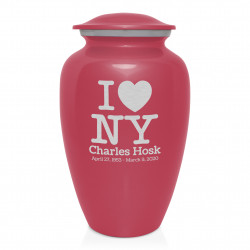 I Love NY (New York) Cremation Urn - Rose Pink