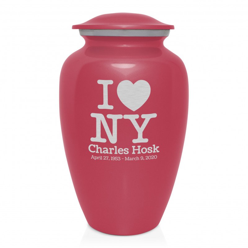 I Love NY (New York) Cremation Urn - Rose Pink