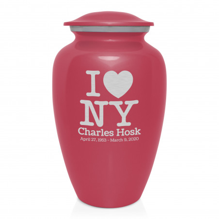 I Love NY (New York) Cremation Urn - Rose Pink
