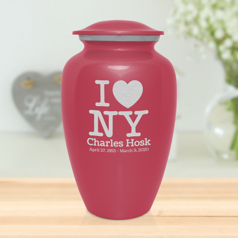 I Love NY (New York) Cremation Urn - Rose Pink