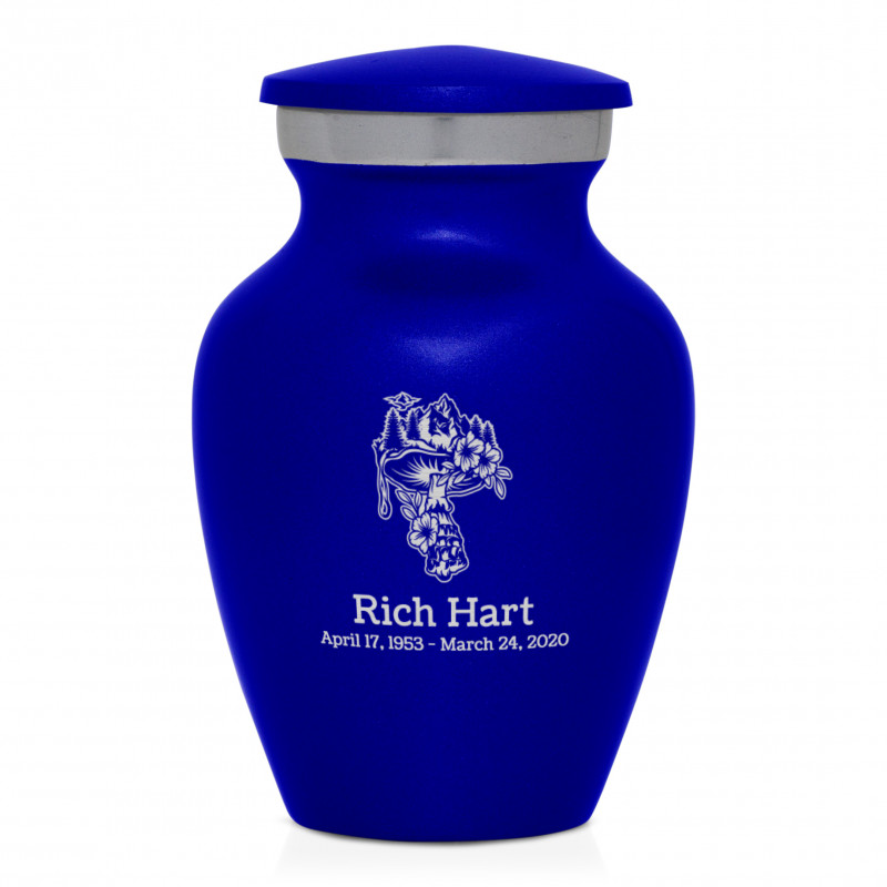 Mushroom Nature Keepsake Urn - Midnight Blue