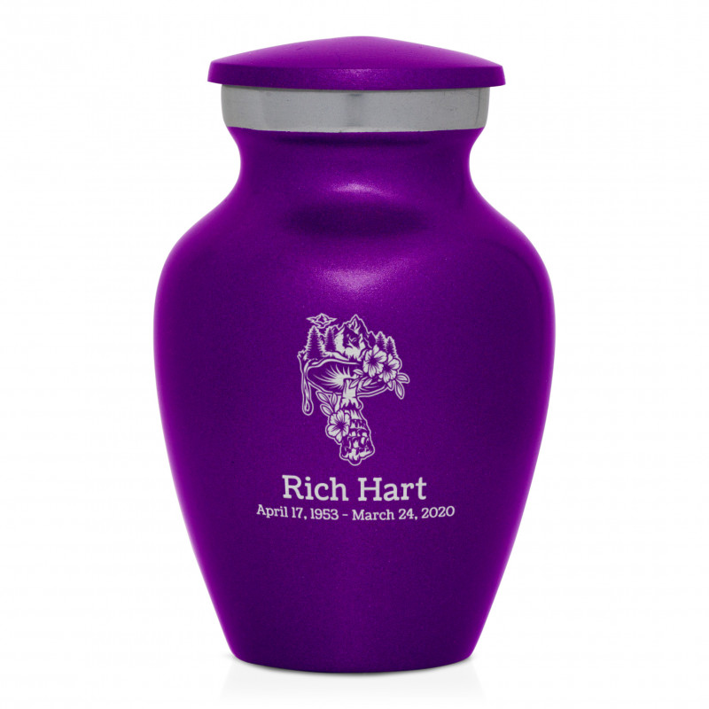 Mushroom Nature Keepsake Urn - Purple Luster